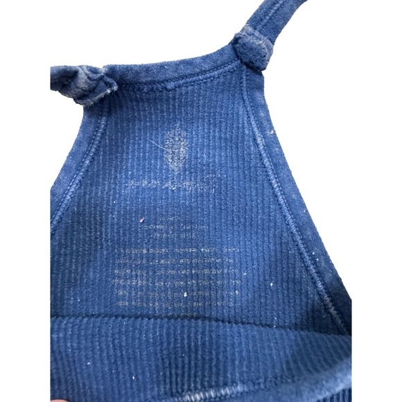 Free People Movement Tank Top M/L Cropped Ribbed Blue Sleeveless - Picture 3 of 3